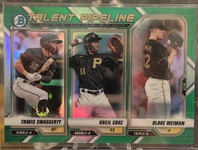 2021 Bowman - Talent Pipeline Oneil Cruz, Swaggerty Green Refractor /99 (RC)