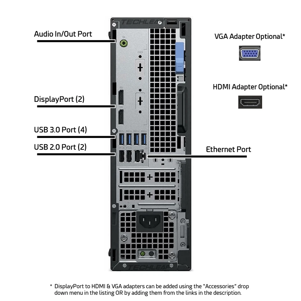 Dell Desktop PC i7 8th Gen, up to 64GB RAM, 4TB NVMe SSD, Windows 11 Pro, WiFi - Image 3 of 3