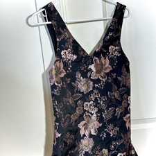 Urban Outfitters Floral Brocade Mini Dress Black Pink Gold Metallic Size XS
