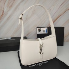 SAINT LAURENT YSL CASSANDRE MATEELASSE white leather silver label Logo Bag