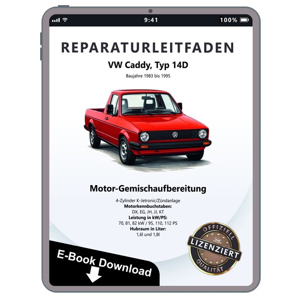 VW Caddy 14D 1983-1995 K-Jetronic ZüNdanlage 95-112 PS Reparaturanleitung PDF-image