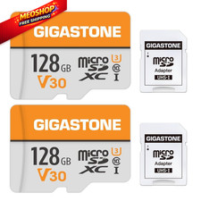 GIGASTONE 128GB Micro SD Card 2-Pack, A1 V30 4K Full HD 2-Pack