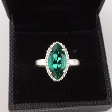 Lab Created Emerald Gemstone 925 Sterling Silver Handmade Jewelry Ring Gift For