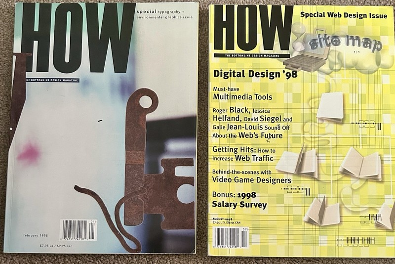 Lot of 2 HOW Graphics Magazines Feb Aug 1998 Web Design Art Books Typography