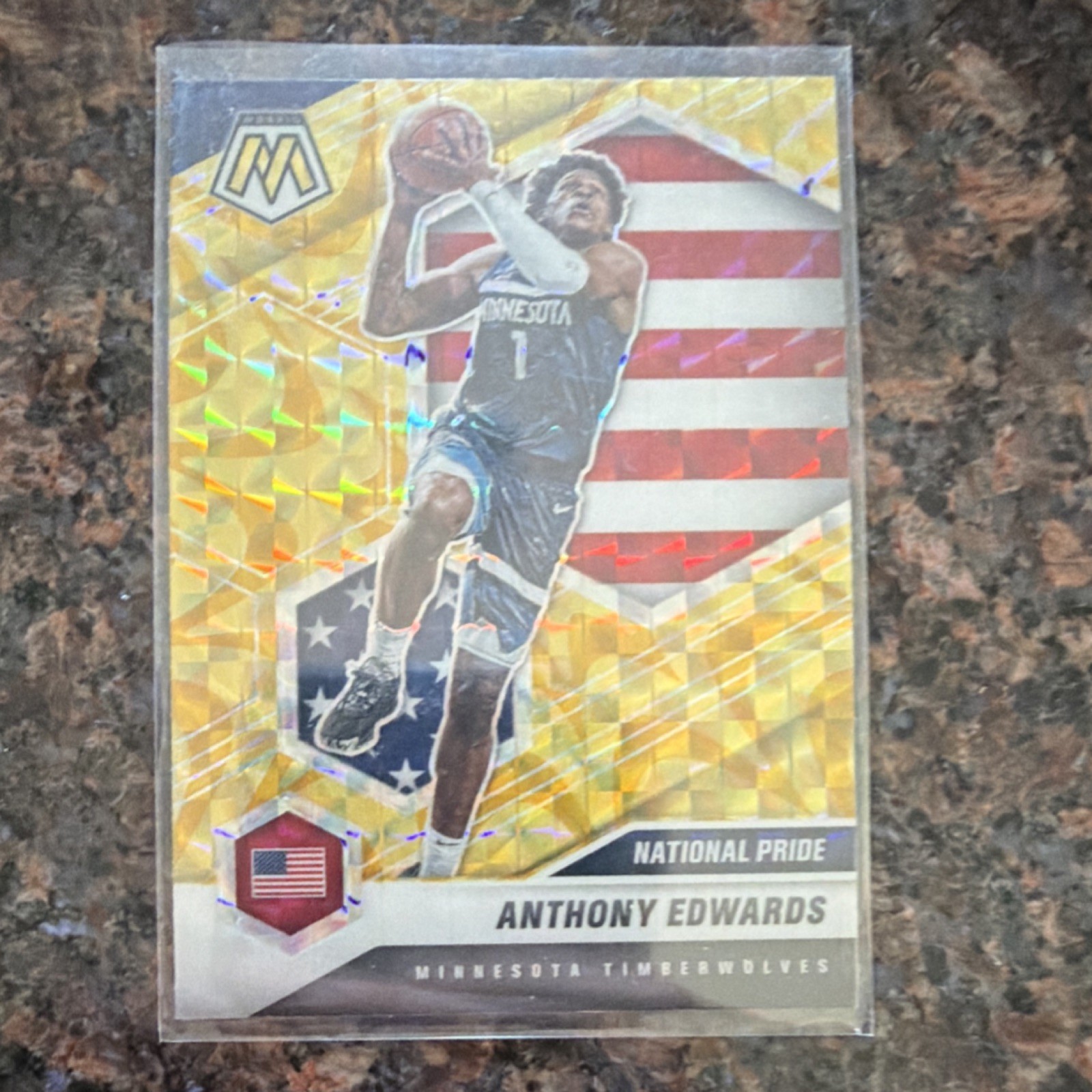 2020-21 Panini Mosaic National Pride Anthony Edwards #252 Reactive Yellow Prizm…
