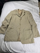 Ermenegildo Zegna Soft Blazer Mens 44L Beige Check Wool Sport Coat Swiss