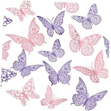 3D Butterfly Wall Decor 3 Sizes 4 Styles Butterfly Party 48Pcs Purple pink