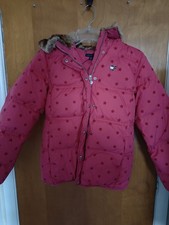 Tommy Hilfiger Girl's Puffer Jacket w/ Faux Fur Hood Size 12-14 Large NWOT