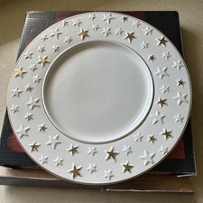 Tchibo Weihnachten Advent Keramikteller Hand bemalter Gold dekor, 33 Ø