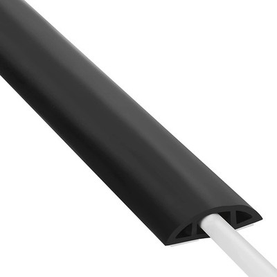 4FT Floor Cord Cover Black Single Cable Wire Hider Anti Trip PVC Protector