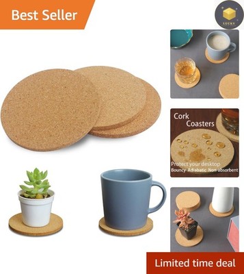 Chic Brown Cork Coasters: 3Pcs Set for Drinks & Protective Elegance, 3.9 Inch
