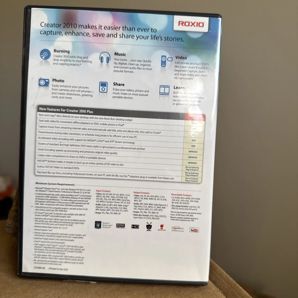 ROXIO CREATOR 2010 PLUS Video Editing Multimedia Tools  CD No Manual - Image 4 of 4