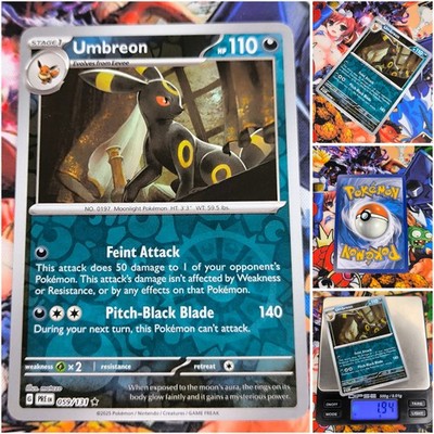 Pokemon Umbreon   Nm Rare Reverse Holo Og Card Prismatic Evolutions 2025