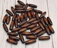 Lot of 47 Vintage Macrame Dark Wood Oval Beads 2" long