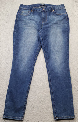 D. Jeans Women 32 Blue Denim Whiskered Faded Super Skinny High Rise 5-Pocket