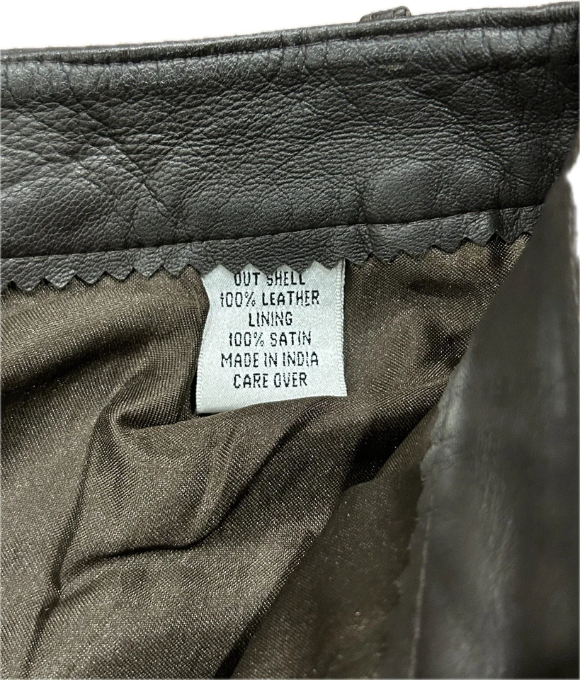 Pantalones deportivos vintage VAKKO para mujer de cuero suave marrón tiro medio pierna recta 4 Foto 3 de 4