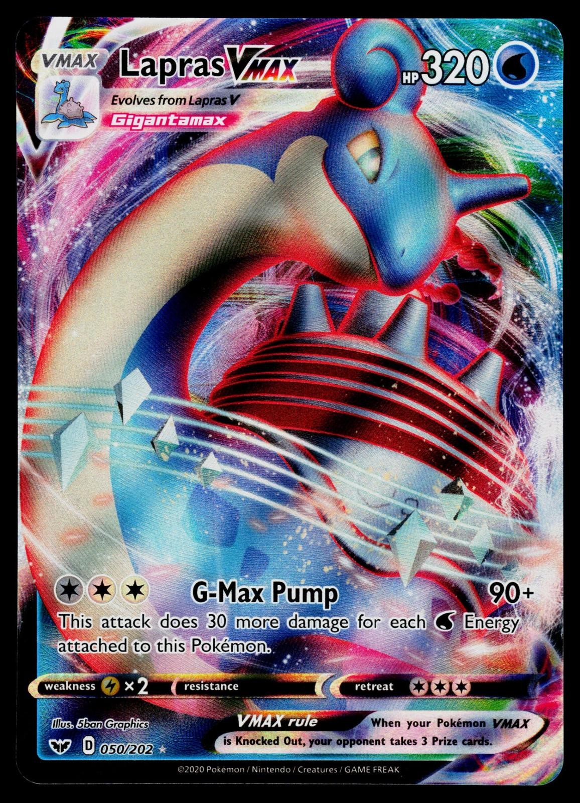 Lapras VMAX 050/202 SWSH01: Sword & Shield Base Set Ultra Rare, Holo