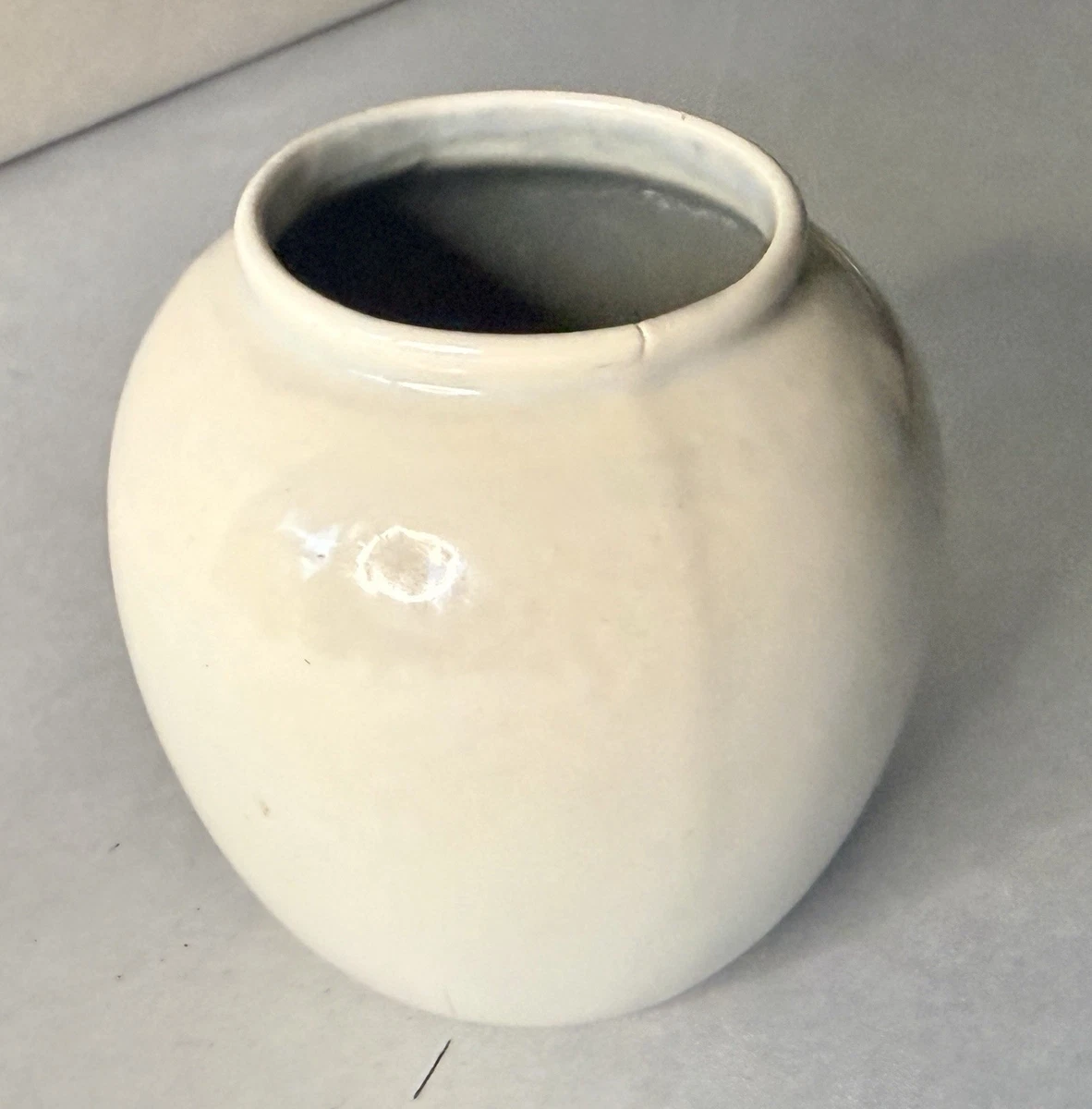 Small Vintage Celadon Glazed Porcelain Vase East Asian Style Signed, 3"