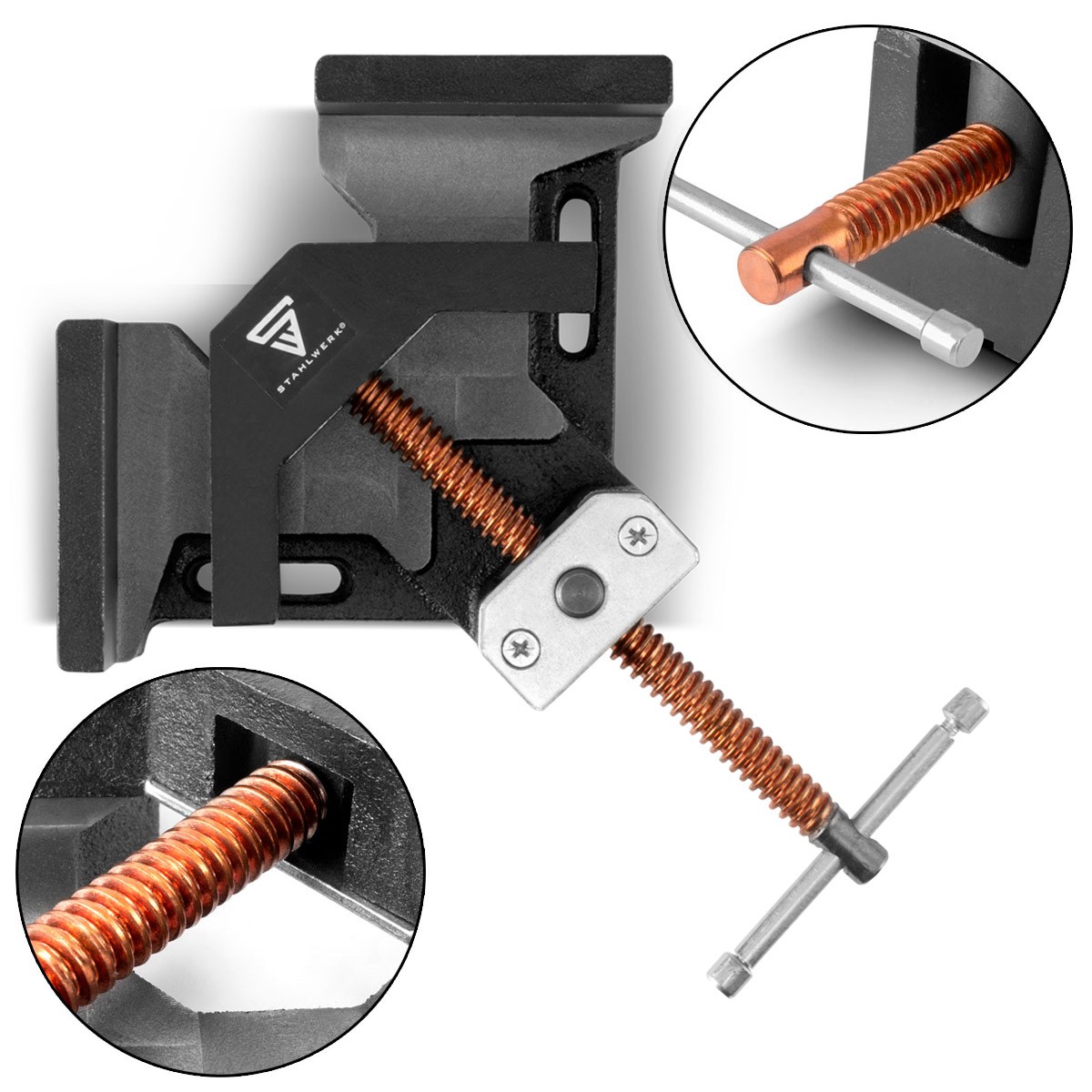 STAHLWERK welding angle clamp with 90° angle and 75 mm jaw width