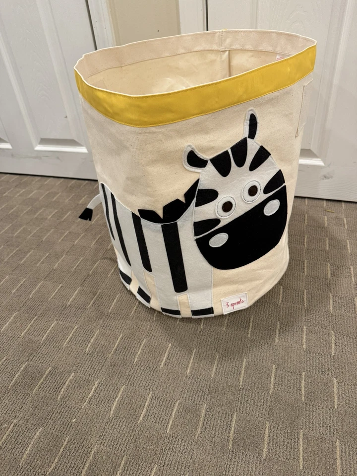 3 Sprouts Canvas Storage Bins Hamper Totes x3 Elephant Goat Zebra - Image 4 of 4