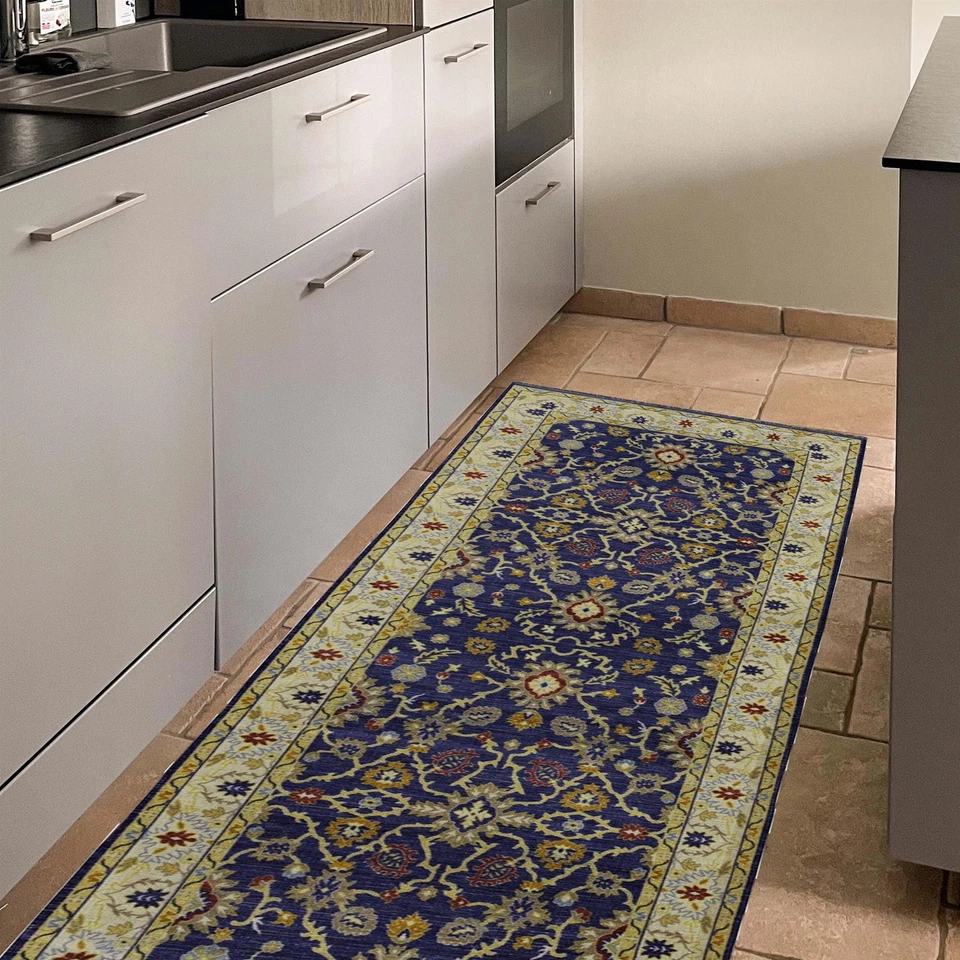 Linon Logan Marmara Polyester 2' X 10' Runner Rug in Navy and Ivory - Image 2 of 4