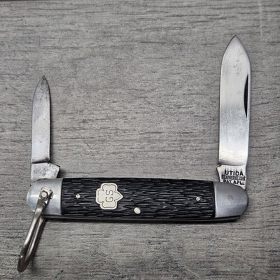 Vintage Utica Featherweight PAT APL 2 Blade GS Shield Bail Pocket Knife USA