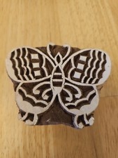 Wooden Carved Butterfly Block Stamp