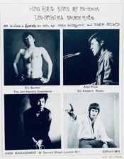 JIMI HENDRIX ERIC BURDON 1966 original PRINT ADVERT NEW YEAR WISHES The Animals