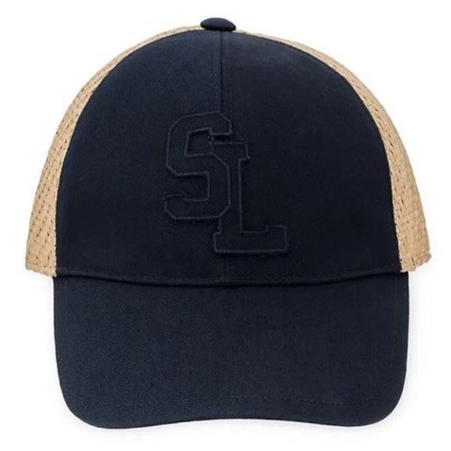 NUOVO CAPPELLO BERRETTO BASEBALL YSL SAINT LAURENT SL LOGO COTONE TELA E RAFIA 57/MED - Foto 3 di 11