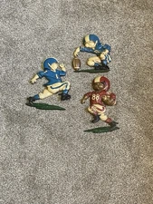 Homco Vintage 70s Football Players Wall Figurines Set Of Three 1970 Red And Blue
