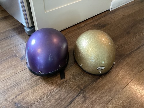 2 Vintage Motorcycle Half Helmet Purple Gold HA, Daytona 150 1966 Free Ship