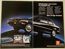 1986 Dodge Shadow Es Turbo Two Page Print Ad New