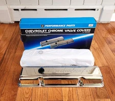 VINTAGE GM PERFORMANCE CHEVROLET CHROME VALVE COVERS SBC 283-400 #12341003
