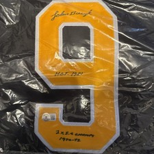 Johnny Bucyk - Signed Jersey  JSA  HOF 1981”  & 2X SC champ Inscription  bruins
