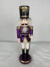 15" Purple Nutcracker Christmas Decor Bedazzled Sequin Coat