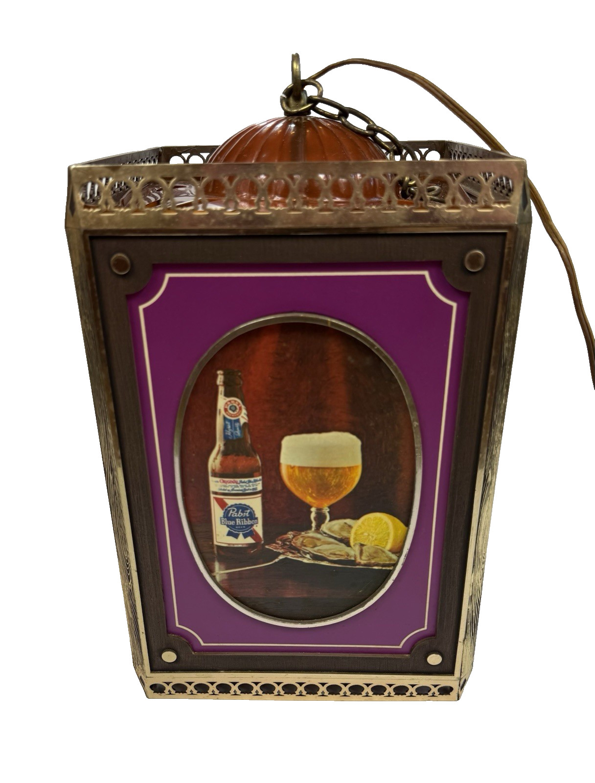 1960s Pabst Blue Ribbon Beer Rotating Hanging 4 Sided Light Motion Sign PBR