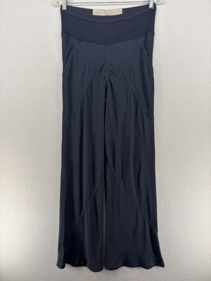 RICK OWENS Pants Women SS14 VICIOUS Wide Leg Pull On Crepe Blue Gray