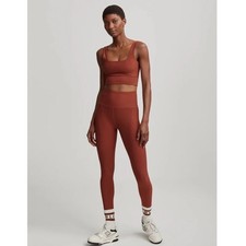 Varley Let's Move Studio High Rise Ribbed Leggings Large Smoked Paprika