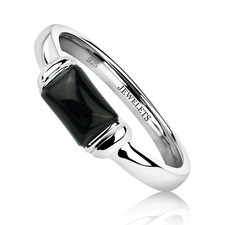 Black Onyx Ring 925 Silver-Rectangular 5x7mm Signet Ring for Women