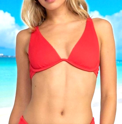 Roxy Juniors' Ribbed Roxy Love Offshore Bikini Top Size: S - Bittersweet $56.00