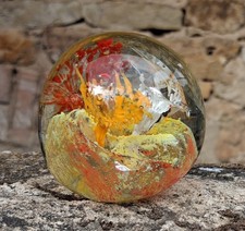 **VINTAGE PAPERWEIGHT* BRIEFBESCHWERER*ROT~WEI~ ORANGE*BUNTES GLASOBJEKT**