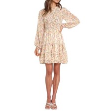 Petal and Pup Cottagecore Boho Floral Tiered Mini Dress Smocked Women's Size 6