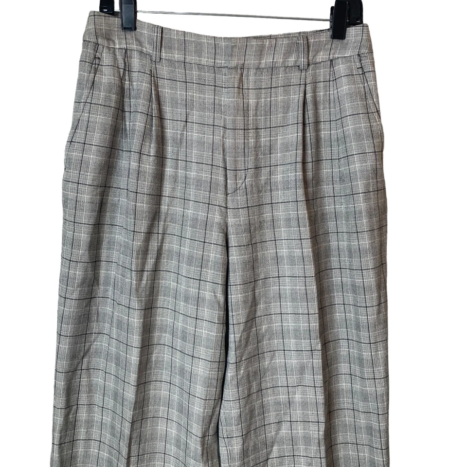 Pantalones a cuadros Ellen Tracy para mujer 10 mezcla de lana y seda negro gris Foto 3 de 4
