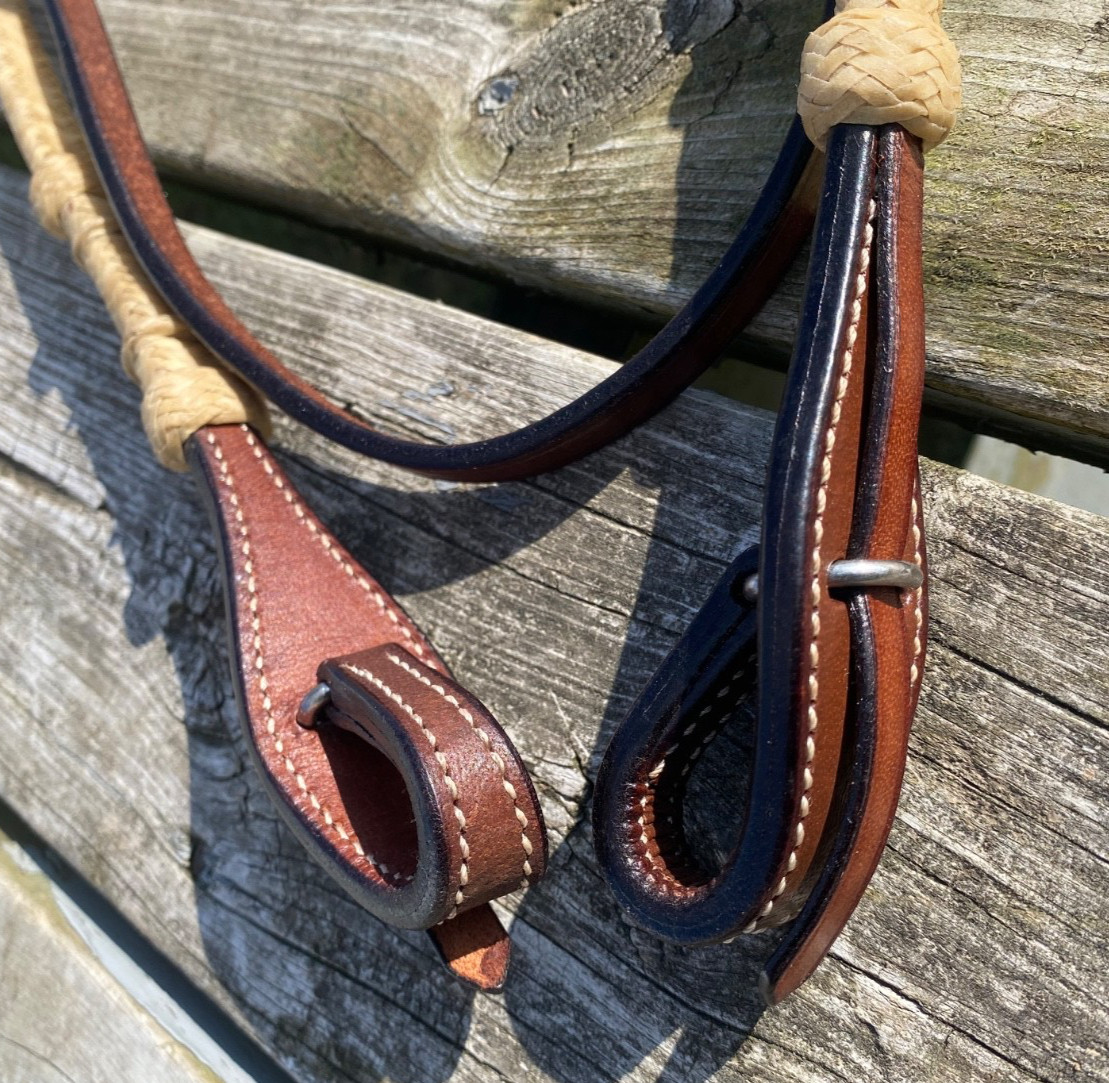 Riata leather Western quick-change browband headstall w/rawhide, horse hair