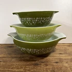 PYREX Green/Lime Spring Blossom Cinderella Crazy Daisy Nesting Bowls 442/443/444