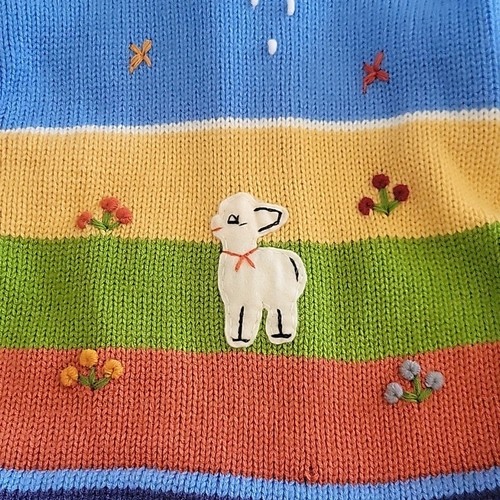 Kids Peruvian Knit Zip Up Hoodie Sweater Sisandia Blue Sun Cactus Sheep Applique - Picture 7 of 7