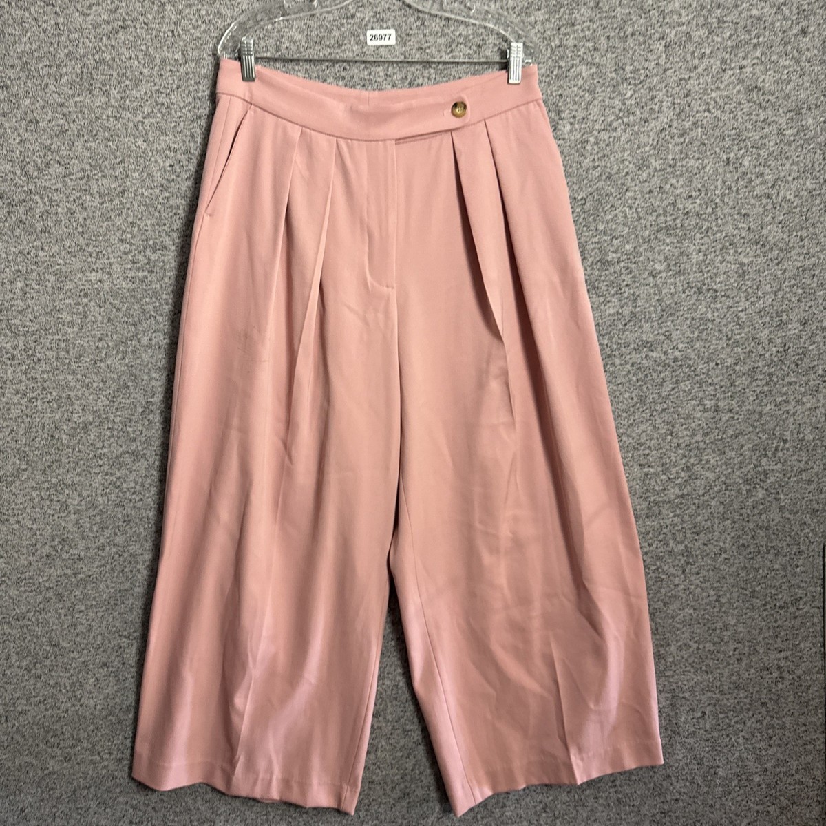 スラックス 44 DRIES VAN NOTEN wool slacks pink Dries Van Noten Women's Size 44 Pink Wool Wide Leg Pleated Front