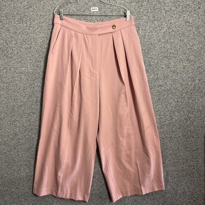 Dries Van Noten Women's Size 44 Pink Wool Wide Leg Pleated Front