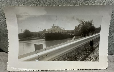 Mid Century Steamship Photo SS Queenston Canal Scene Colonial Steamship LTD
