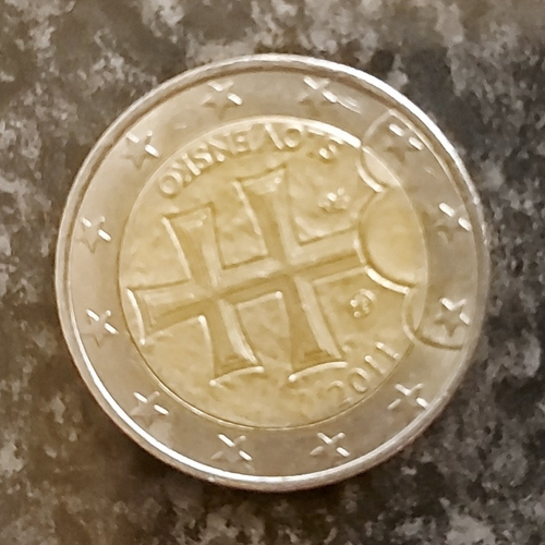 2 Euro Slowakei 2011 Kursmünze Doppelkreuz Bi-Metall mehrfarbig - Bild 1 von 4